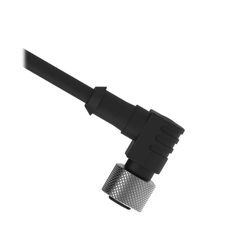 Image MQDC-406RA - Cordset A-Code M12 Single Ended; 4-pin Right-Angle Female Connector; 2 m (6.56 ft) in Length; Black PVC Jacket, Nickel-Plated Brass Nut