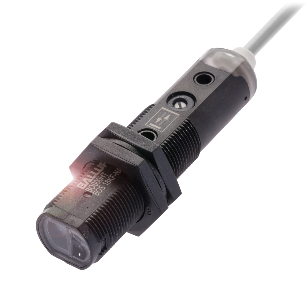 BOS 18KF-PA-1LOC-C-02 Photoelectric sensor, Light emitter=Laser, Connection type=Cable, Switching output=PNP Normally closed (NC);PNP Normally open (N