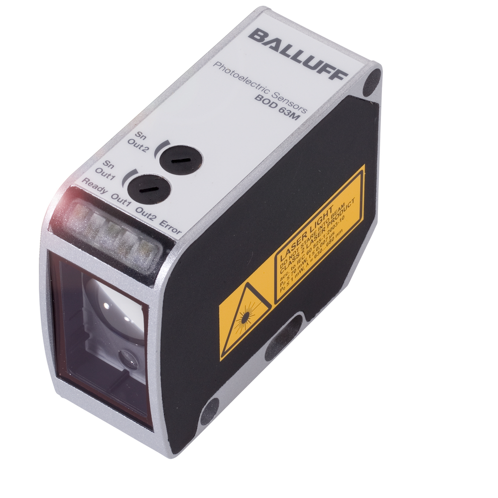 BOS 63M-NS-LH13-S4 Photoelectric sensor, Background suppression, Light emitter=Laser, Connection type=Connector, Switching output=2x NPN Normally open