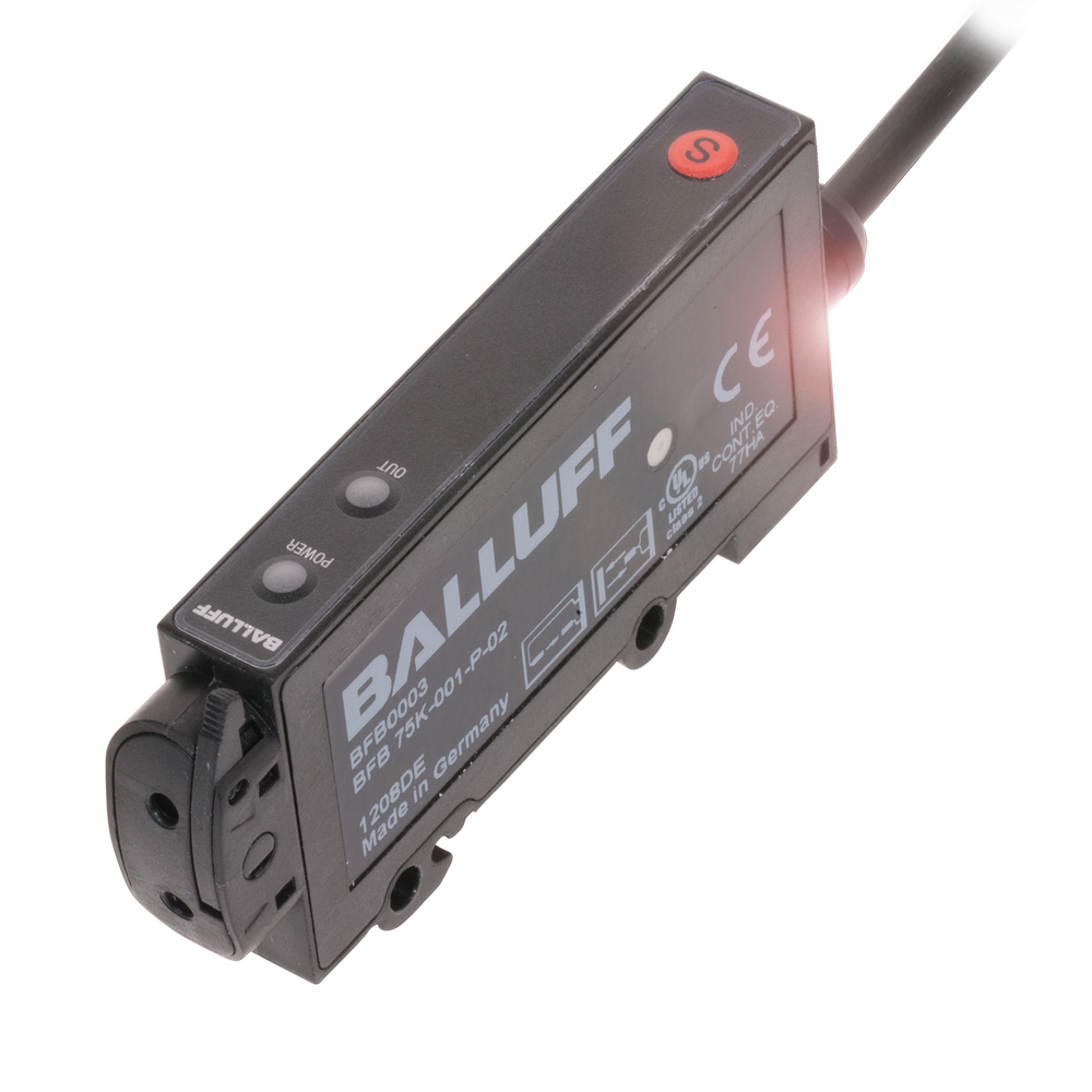 BFB 75K-001-N-02 Fiber optic device, Light emitter=LED, Connection type=Cable, Switching output=NPN NO/NC