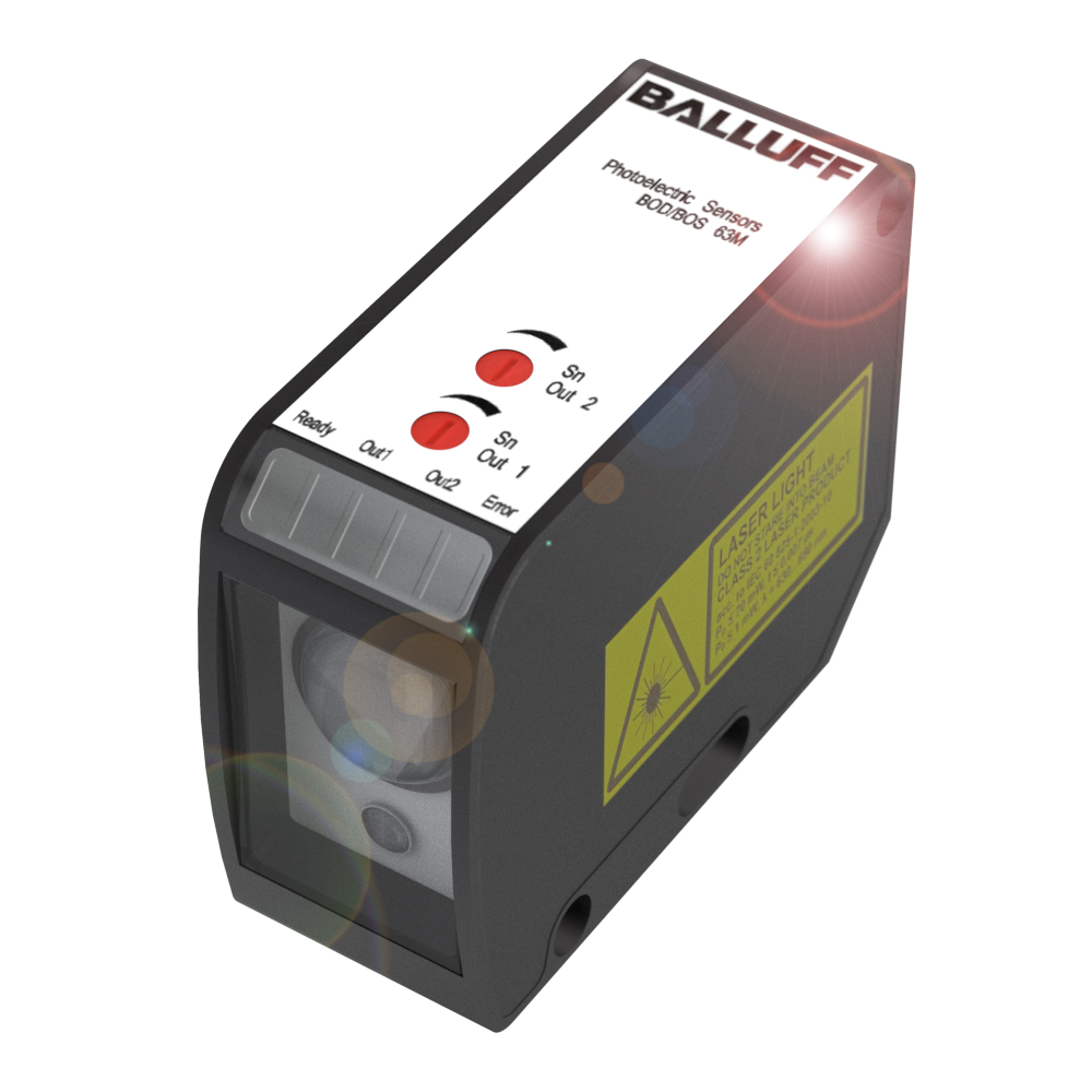 BOS 63M-PS-LH13-S4 Photoelectric sensor, Background suppression, Light emitter=Laser, Connection type=Connector, Switching output=2x PNP Normally open