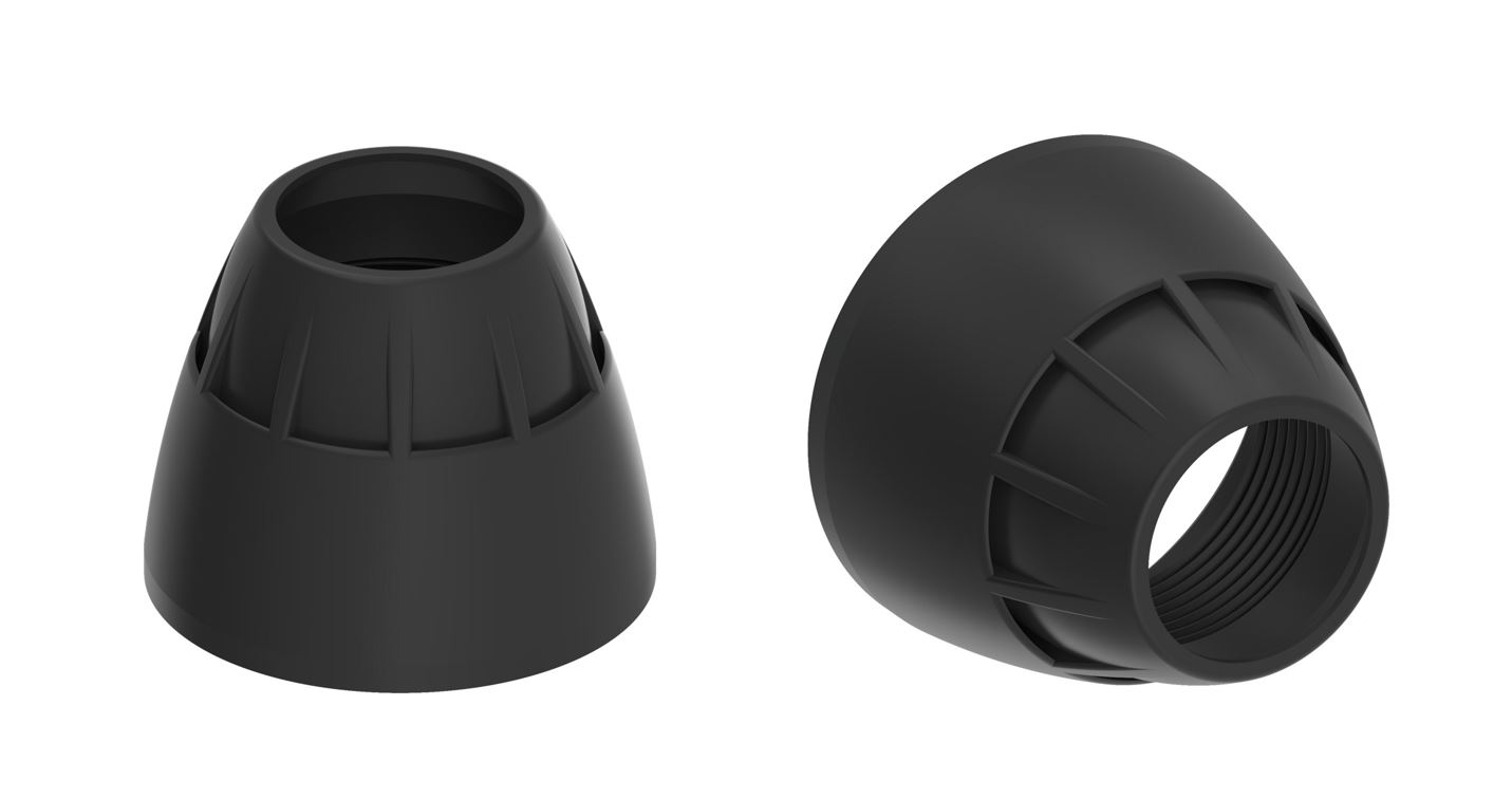 SA-M30TE12 - Stand-off pipe cover; Material: Black Acetal; Connects to TL50 for tapered transition l
