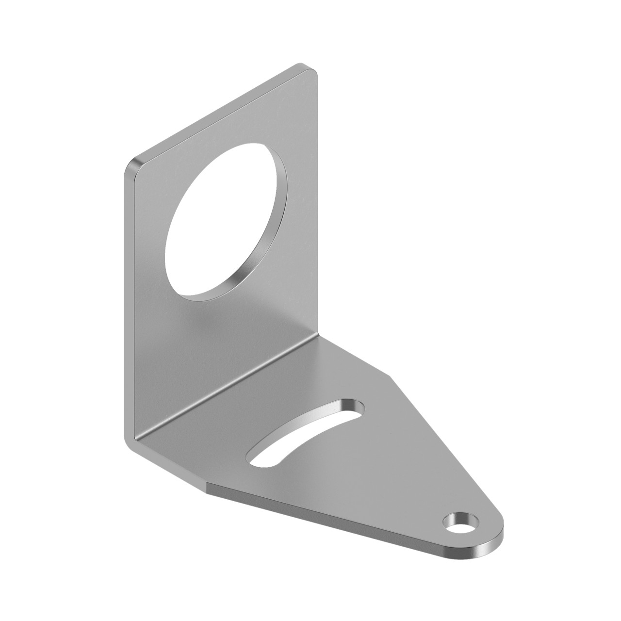 SMB30A - Bracket: Right-Angle Mounting; Material: 12 Gauge Stainless Steel; Curved mounting slot for versatility/orientation; Clearance for M6 (1/4 in
