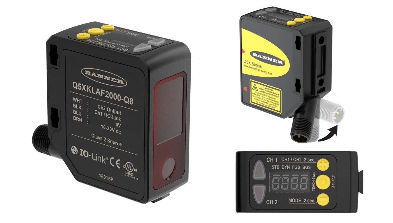 Q5XKLAF2000-Q8 - Q5X Series: Laser Adjustable Field; Range: 95-2000 mm; Input: 10-30 V dc; Output: 1
