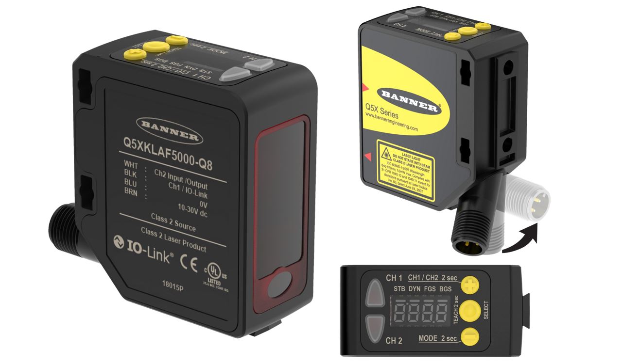 Q5XKLAF5000-Q8 - Q5X Series: Laser Adjustable Field; Range: 50-5000 mm; Input: 10-30 V dc; Output: 1