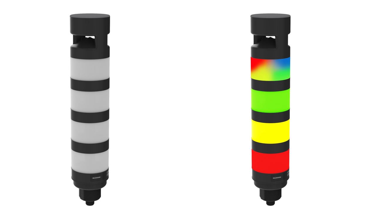 TL50PS4AQ - TL50 Pro Select Tower Light; 4 Lighted Segments with Audible; Voltage: 12-30 V dc; Environ. Rating: IP65; Colors: Blue Green Yellow Red; 8