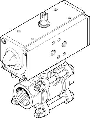 VZBA-1/2"-GG-63-T-22-F0304-V4V4T-PP15-R-90-C / Ball val. drive VZBA-1/2"-GG-63-T-22-F0&