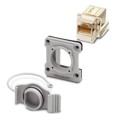 VS-08-SET1    RJ45 panel mounting frame, IP67, for square panel cutout, with grommet, without mounti