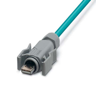 VS-04-2X2X26C7/7-67A/OE/1,0    Assembled USB cable, shielded, color: RAL 5021 (water blue), PUR oute