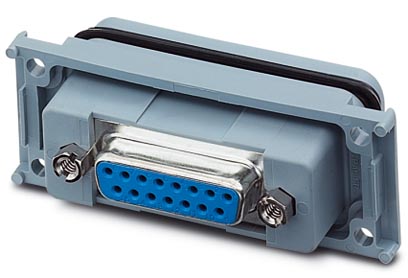 VS-15-A-GC-BU/BU    D-SUB panel mounting frame, shell size 2, with 15 signal contacts, socket, gende