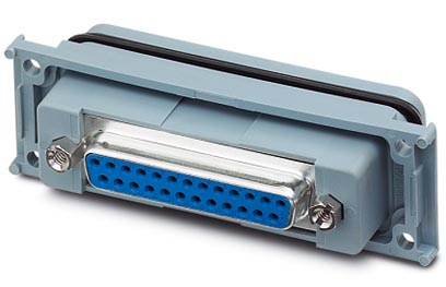 VS-25-A-GC-BU/BU    D-SUB panel mounting frame, shell size 3, with 25 signal contacts, socket, gende