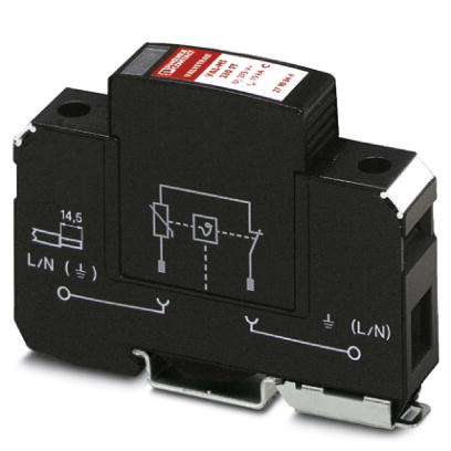 VAL-MS 230    Surge voltage arrester consisting of base element and ground connector with high-capacity varistor, for mounting on NS 35/7.5, nominal v