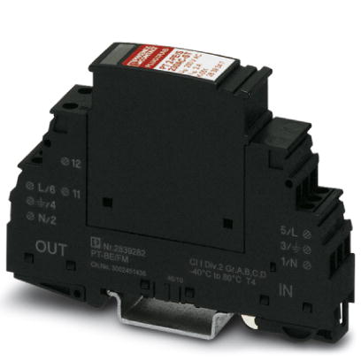 PT 2+1-S-48DC/FM    Rail-mountable surge arrester as device protection for terminal equipment, fault signal in the plug and signaling contact in the b