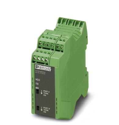 PSI-REP-RS485W2    Modular repeater for electrical isolation and range increase in RS-485 2-wire bus systems up to 500 kbps, 4-way isolation, rail-mou