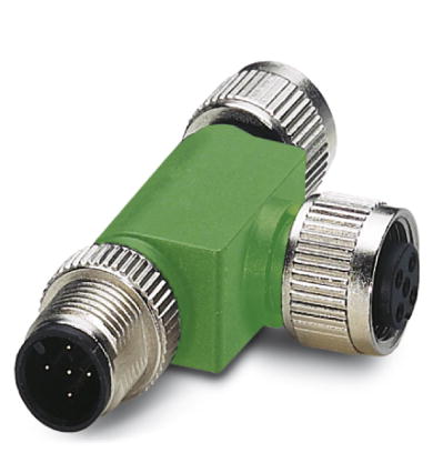 SAC-3P-M12T/2XM12 B PE    T-distributor, from M12 male connector to M12 female connector, 3-pos. + P