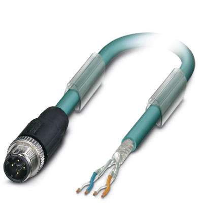 SAC-4P-M12MSD/15,0-931    Bus system cable, ETHERNET, 4-pos., PUR blue halogen-free, shielded, strai