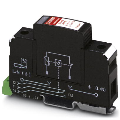 VAL-MS 230/FM    Surge voltage arrester consisting of base element with remote indicator contact and ground connector with high-capacity varistor, for