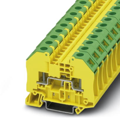 RT 3-PE    Ground terminal block with bolt connection, cross section 0.1 - 2.5 mm^2, AWG: 26 - 14, width 12.3 mm, color: Green-yellow