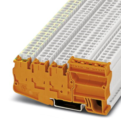 STIO-IN 2,5/4-PE OG    Power terminal block, Type of connection: Spring-cage connection, Cross section: 0.08 mm? - 4 mm?, AWG 28 - 12, Width: 10.4 mm,