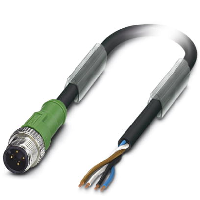 SAC-4P-M12MS/ 2,0-186    Power cable, 4-pos., PUR/PVC black, straight connector M12 on free conducto