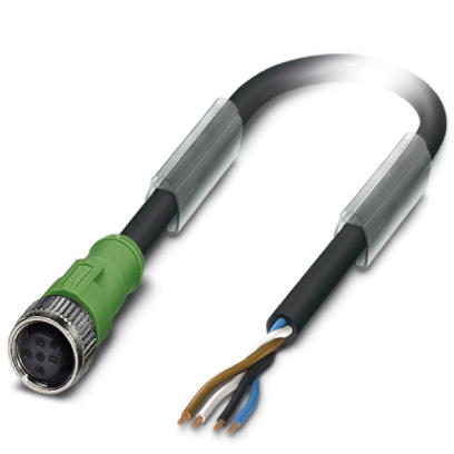 SAC-4P- 2,0-186/M12FS    Power cable, 4-pos., PUR/PVC black, free conductor end on straight socket M