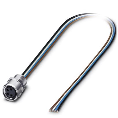 SACC-E-M 8FS-4CON-M8/0,5    Sensor/actuator flush-type socket, 4-pos., M8, front/screw mounting, wit