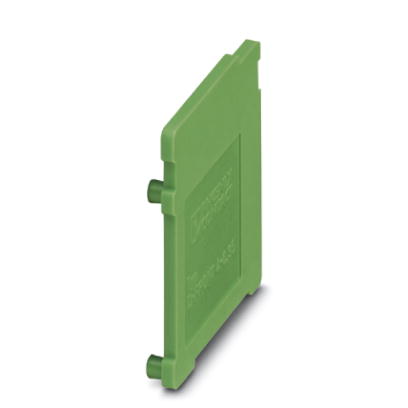 D-FRONT 4-6,35    End cover, necessary at the end of a terminal row, 1.5 mm thick, color: green