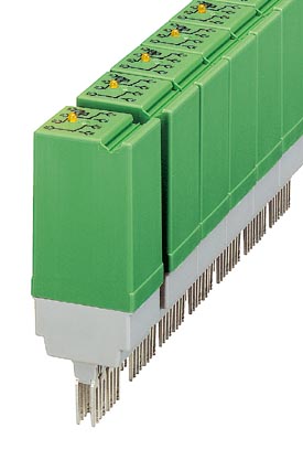 ST-REL4-KG 24/21-21/AU    Relay connector, equipped with miniature switching relay, contacts (Ag+Au): small to large loads, 2 PDTs, input voltage 24 V