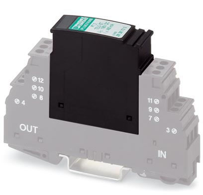 PT 2-TELE-ST    Surge protection plug for base element, for protecting a double conductor of analog telecommunication interfaces.