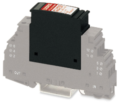 PT 2+1-S-48DC-ST    Protective plug PT with device surge protection for power supply units, visual fault warning. Nominal voltage: 48 V AC