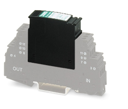 PT 3-PB-ST    Surge protection plug for the base element, normal mode voltage coarse and fine protection for two floating signal wires in IT, common m