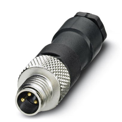 SACC-M 8MS-3CON-M    Sensor/actuator connector, male, straight, 3-pos., M8, solder connection, metal