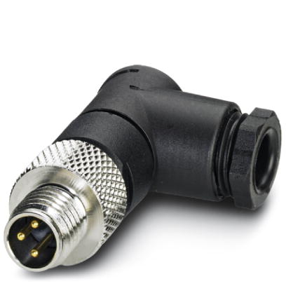 SACC-M 8MR-3CON-M    Sensor/actuator connector, male, angled, 3-pos., M8, solder connection, metal k