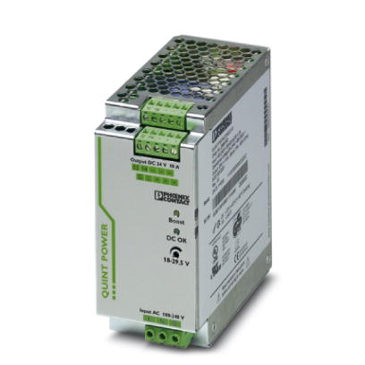 QUINT-PS/1AC/24DC/10    DIN rail power supply unit 24 V DC/10 A, primary switched-mode, 1-phase. The SFB technology (Selective Fuse Breaking Technolog