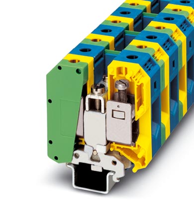 UKH 50-PE/N    Ground modular terminal block, Screw connection, Cross section: 16 mm? - 50 mm?, AWG: 6 - 1/0, Width: 40 mm, Color: green-yellow, Mount