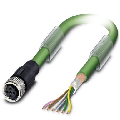 SAC-5P- 5,0-900/M12FSB    Bus system cable, INTERBUS, 5-pos., PUR green halogen-free, shielded, free