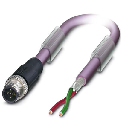 SAC-2P-M12MSB/ 5,0-910    Bus system cable, PROFIBUS, 2-pos., PUR violet halogen-free, shielded, str