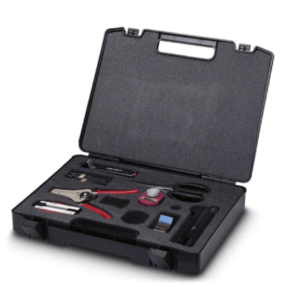 PSM-HCS-KONFTOOL    HCS DIY case for F-SMA quick mounting connector, including four F-SMA quick mounting connectors, stripping knife, stripping pliers