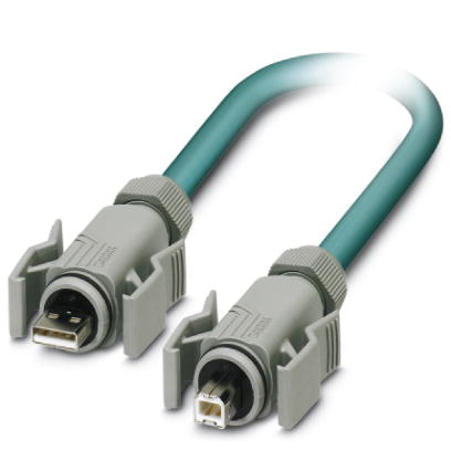 VS-04-2X2X26C7/7-67A/67B/2,0    Assembled USB cable, shielded, color: RAL 5021 (water blue), PUR out