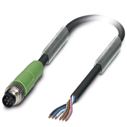 SAC-6P-M 8MS/ 1,5-PUR    Sensor/actuator cable, 6-pos., PUR halogen-free black, straight M8 plug on