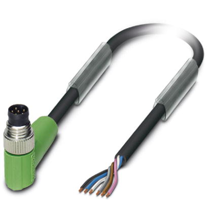 SAC-6P-M 8MR/ 1,5-PUR    Sensor/actuator cable, 6-pos., PUR halogen-free black, angled M8 plug on fr
