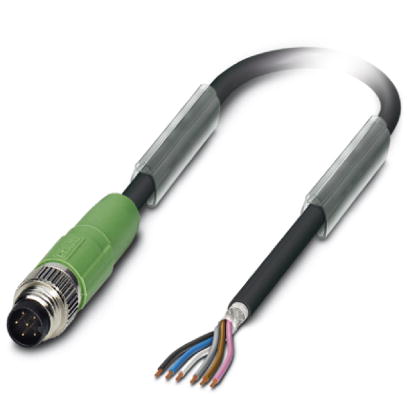 SAC-6P-M 8MS/ 1,5-PUR SH    Sensor/actuator cable, 6-pos., PUR halogen-free black, shielded, straigh