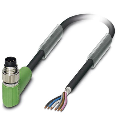 SAC-6P-M 8MR/ 1,5-PUR SH    Sensor/actuator cable, 6-pos., PUR halogen-free black, shielded, angled