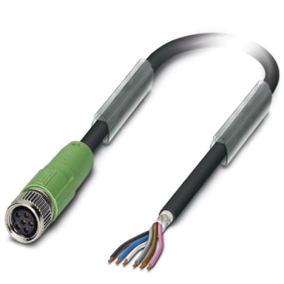 SAC-6P- 1,5-PUR/M 8FS SH    Sensor/actuator cable, 6-pos., PUR halogen-free black, shielded, free co
