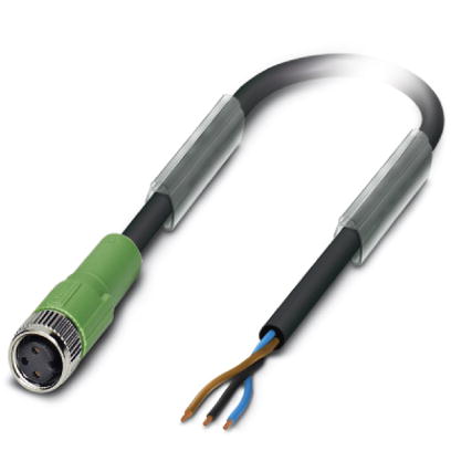 SAC-3P- 2,0-PUR/M 8FS    Sensor/actuator cable, 3-pos., PUR halogen-free black, straight M8 socket,