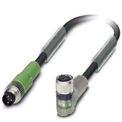 SAC-3P-M 8MS/ 5,0-PUR/M8FR-2L    Sensor/actuator cable, 3-pos., PUR halogen-free black, straight M8