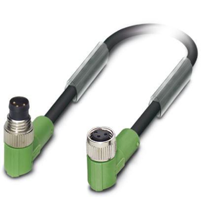 SAC-3P-M 8MR/ 0,3-PUR/M 8FR    Sensor/actuator cable, 3-pos., PUR halogen-free black, angled M8 plug