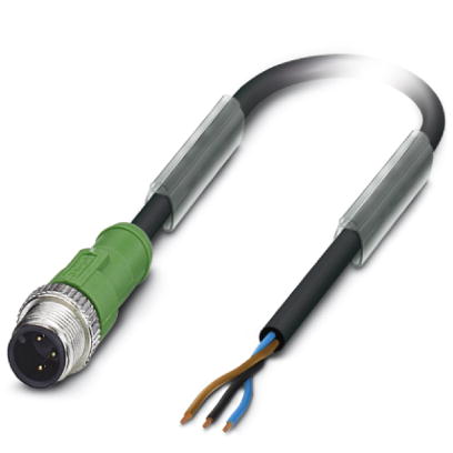 SAC-3P-M12MS/1,5-PUR    Sensor/actuator cable, 3-pos., PUR halogen-free black, straight M12 plug on