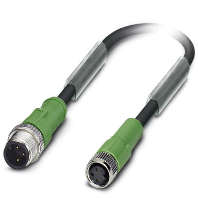 SAC-3P-M12MS/5,0-PUR/M 8FS    Sensor/actuator cable, 3-pos., PUR halogen-free, black, straight plug
