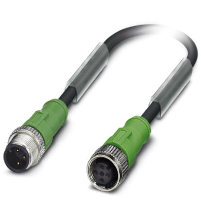 SAC-3P-M12MS/0,3-PUR/M12FS B    Sensor/actuator cable, 3-pos., PUR halogen-free black, straight M12